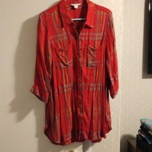 KC Khakis and Co Red Plaid Button Down shirt